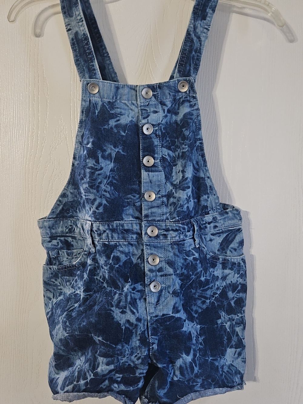 The Children's Place Blue Tie-Dye Denim Short Overalls Size 12